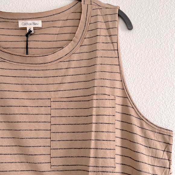 Tan and black striped tank, size 1X - Picture 3 of 4